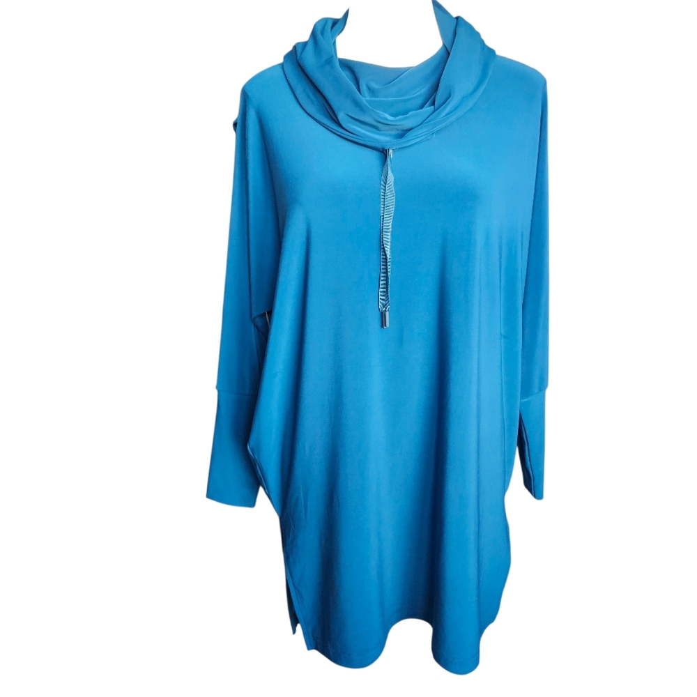 Sympli Canada Crisscross Tunic Top Teal Blue Size 6 Layering Activewear